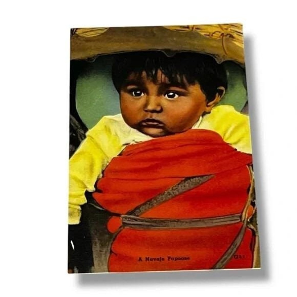 Postcard A Navajo Papoose Native Americans Linen Card C276